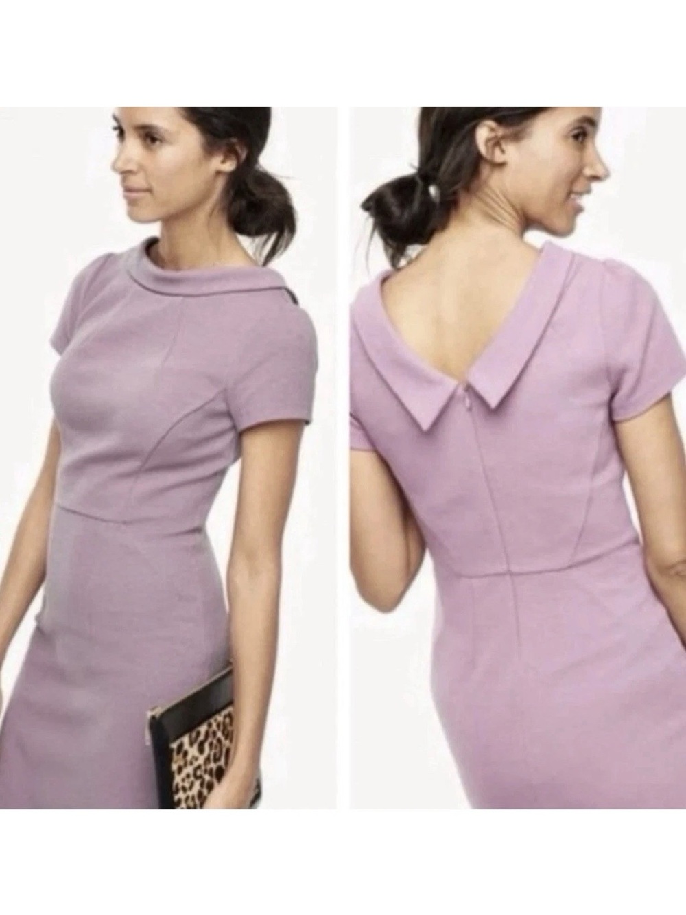 Boden Petite Betty Ottoman Purple Ribbed Sheath Lined Midi Dress Size 6 P